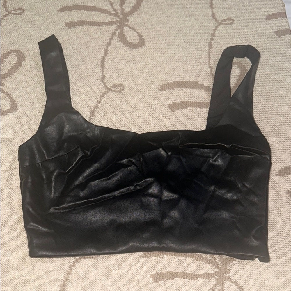 Forever 21 Black Faux Leather Tank Top